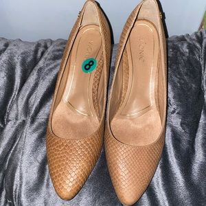 VIONIC MIA BROWN SNAKE PRINT HEELS ORTHOTIC NEW